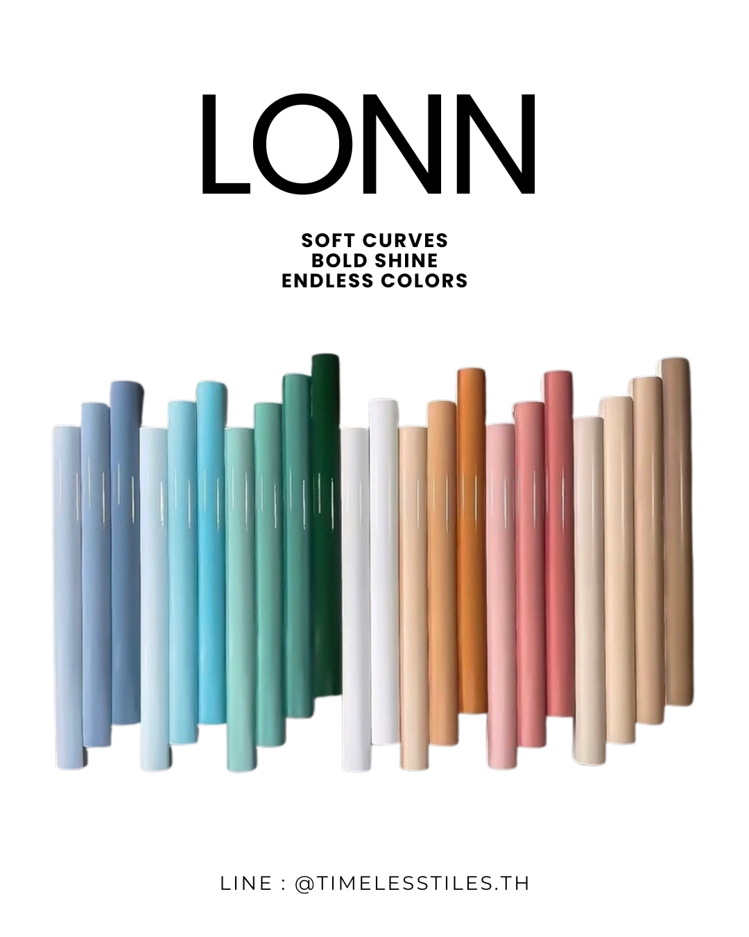 โมเสค TIMELESS TILES รุ่น LONN 29X30 ซม. สีฟ้าอ่อน LIGHT BLUE โมเสคแท่งทรงโค้งครึ่งวงกลม_2